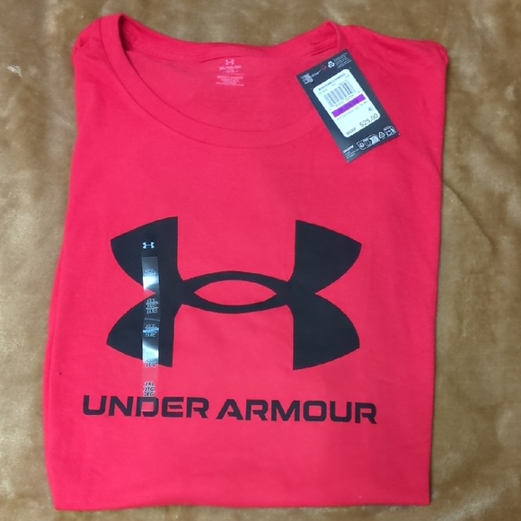 Under Armour Vibrant Red Tee with Black Logo - Picture 1 of 4